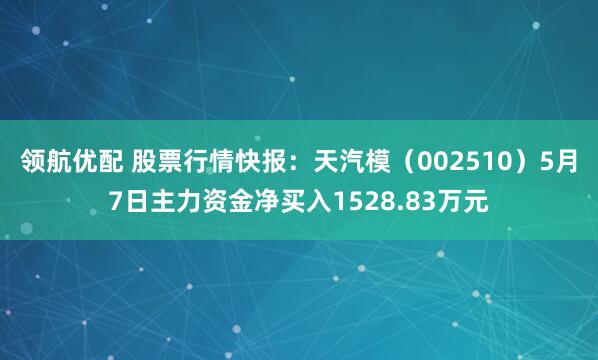 领航优配 股票行情快报：天汽模（002510）5月7日主力资金净买入1528.83万元